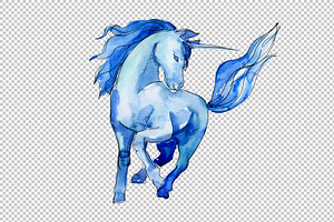 Magic Blue And Pink Unicorns PNG Set