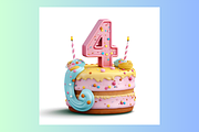3D Birthday Cake Numbers Clip Art, a Food & Drink 3D Model by Whiskey Bee Boutique (Thumbnail 5 of 11)