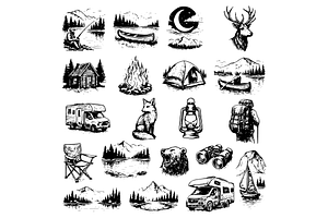 Camping Outdoor Illustration, an Object Graphic by nikagraphic