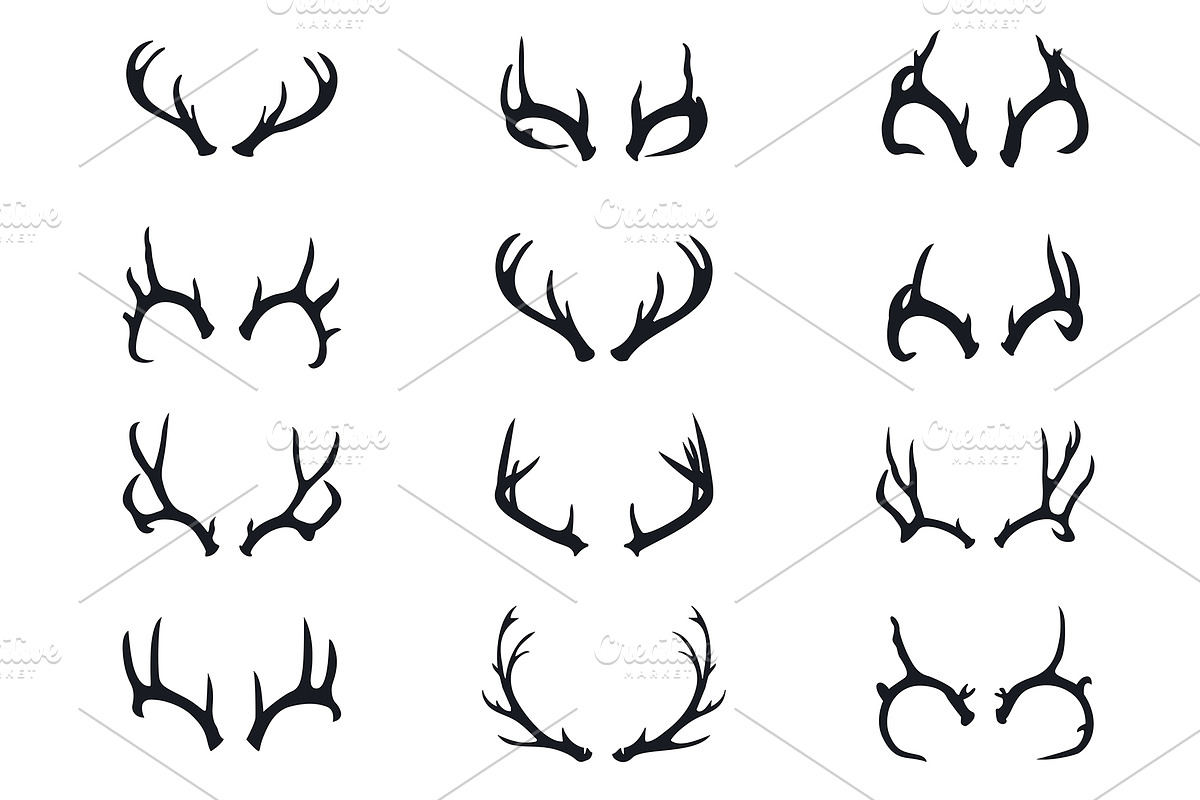 Set of Different Antler Silhouettes, an Object Graphic by ProArt
