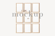 Set of 9 Frame Mockup Gallery Wall, a Print Template by BirdieFrames (Thumbnail 1 of 3)