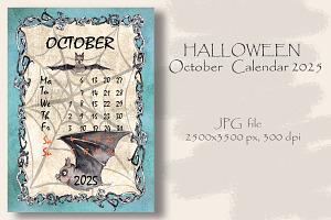 Halloween October Calendar 2025