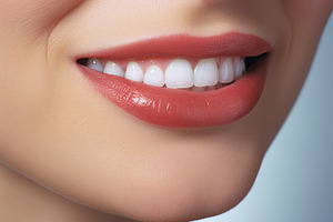 A close up of a woman's face with a smile on her face created with Generative A, a Health & Medical Photo by OSORIOartist