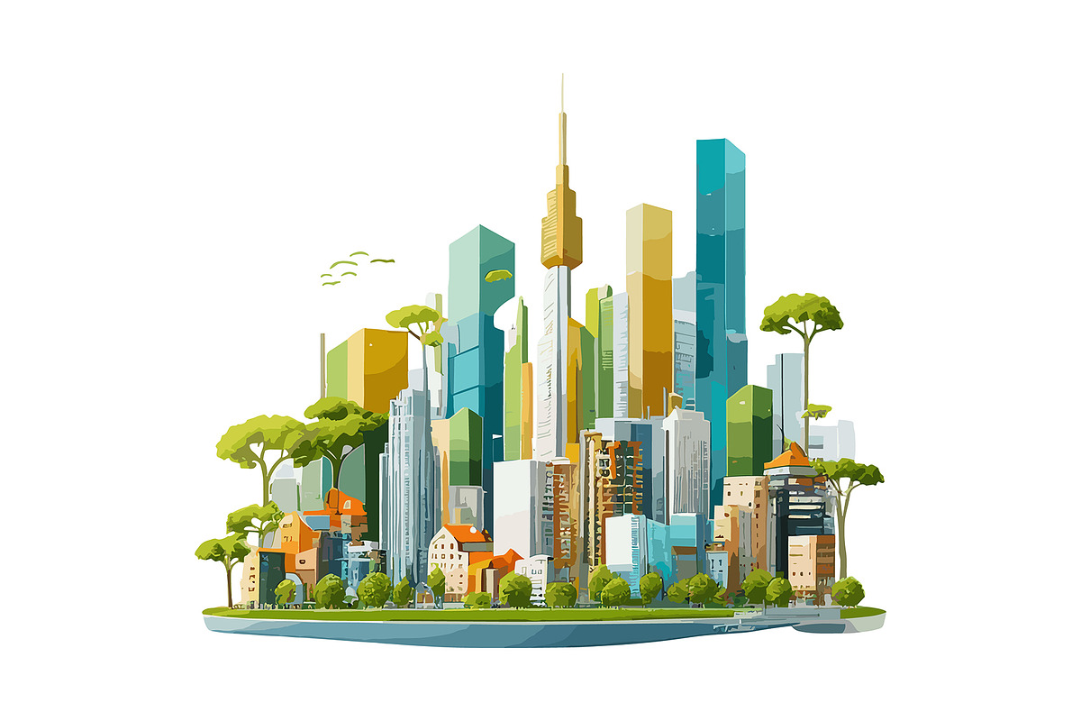 The green modern city skyline, an Illustration by Emdaduljs (Photo 4 of 8)