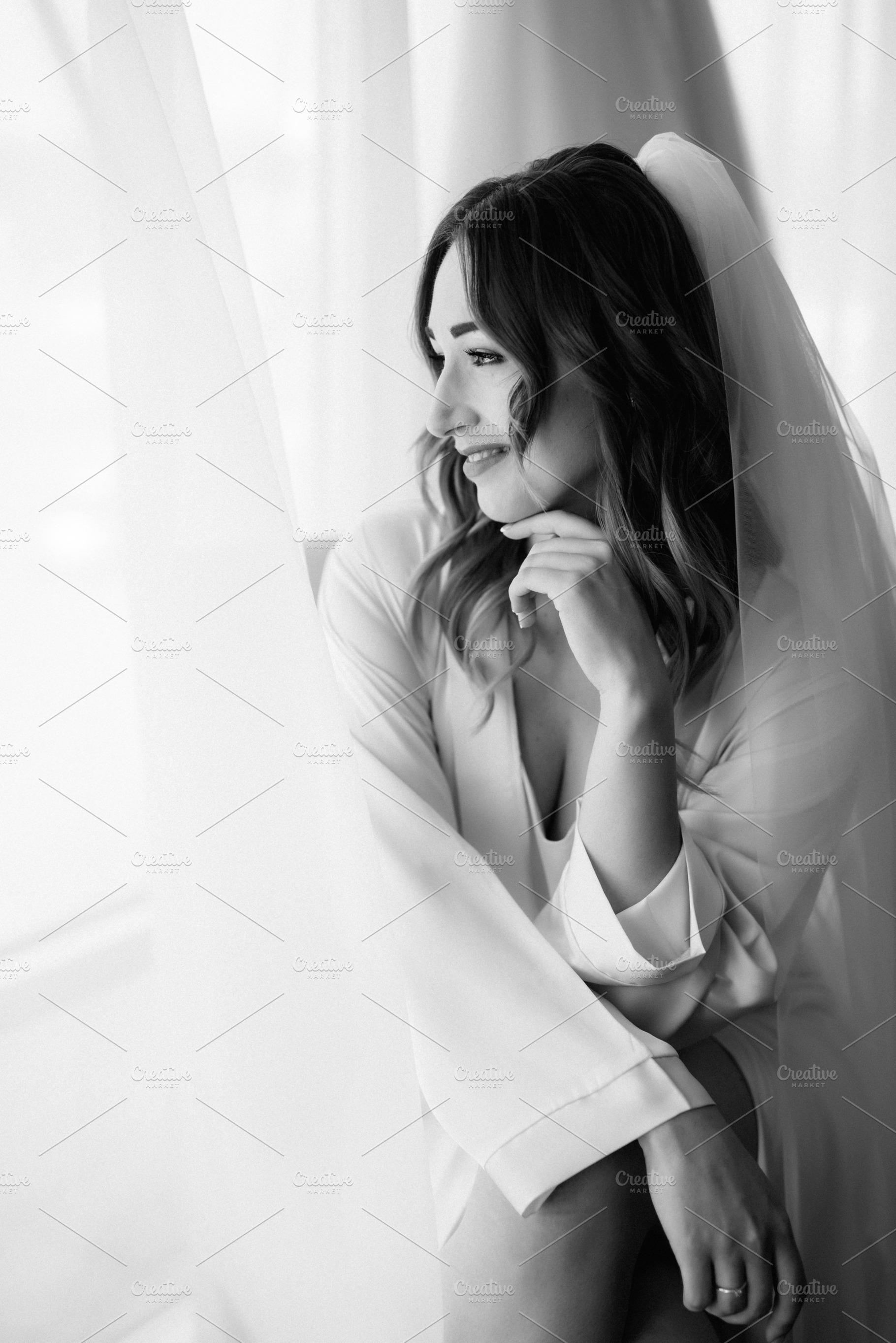 portrait of a bride in the morning before the wedding, a Person Photo by Weddings, People, Travel
