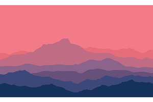 Twilight in the mountains. Vector., a Wallpaper Graphic by MSA-Graphics