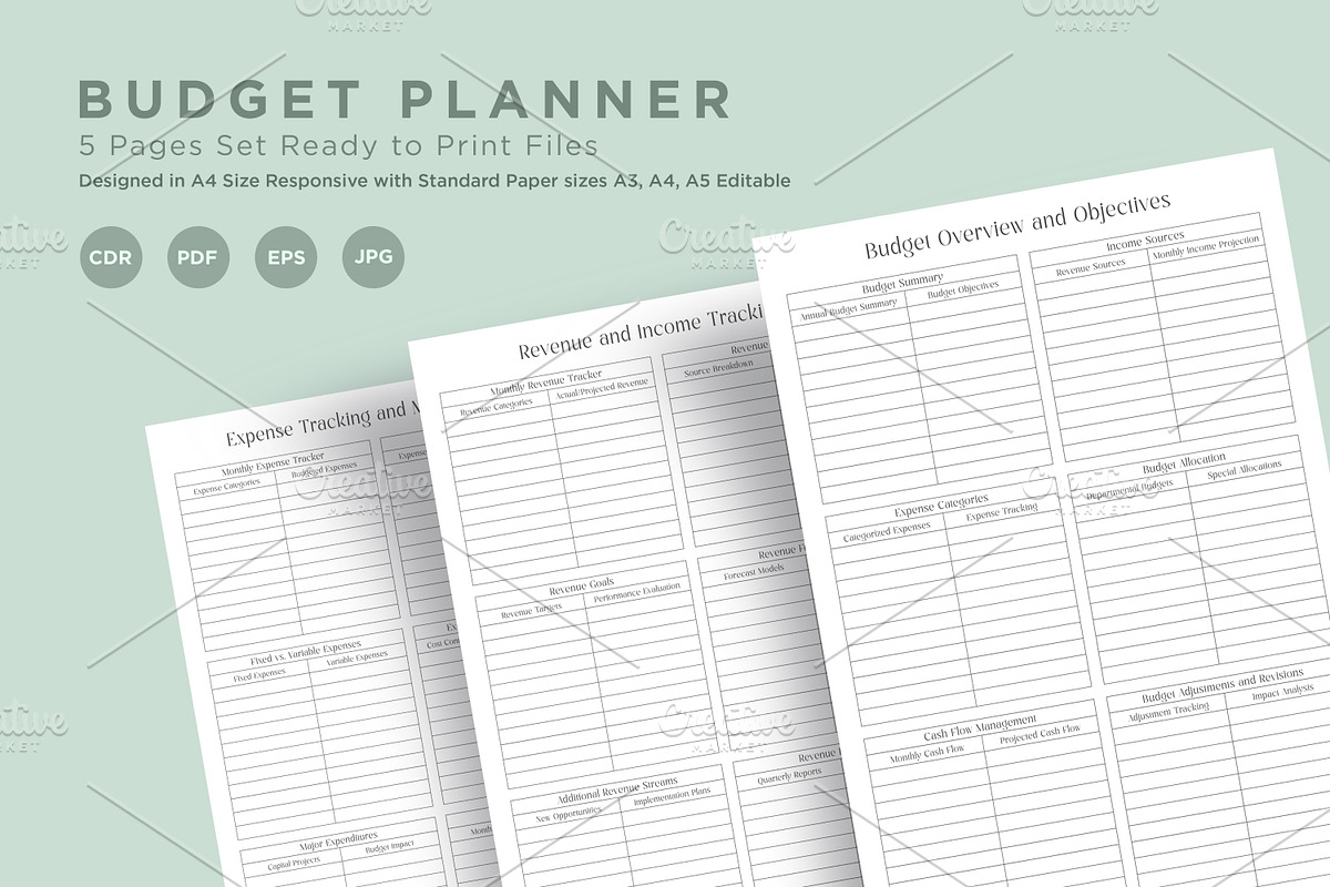 Budget Planner Pages Set V-10, a Stationery Template by shahsoft (Photo 1 of 3)