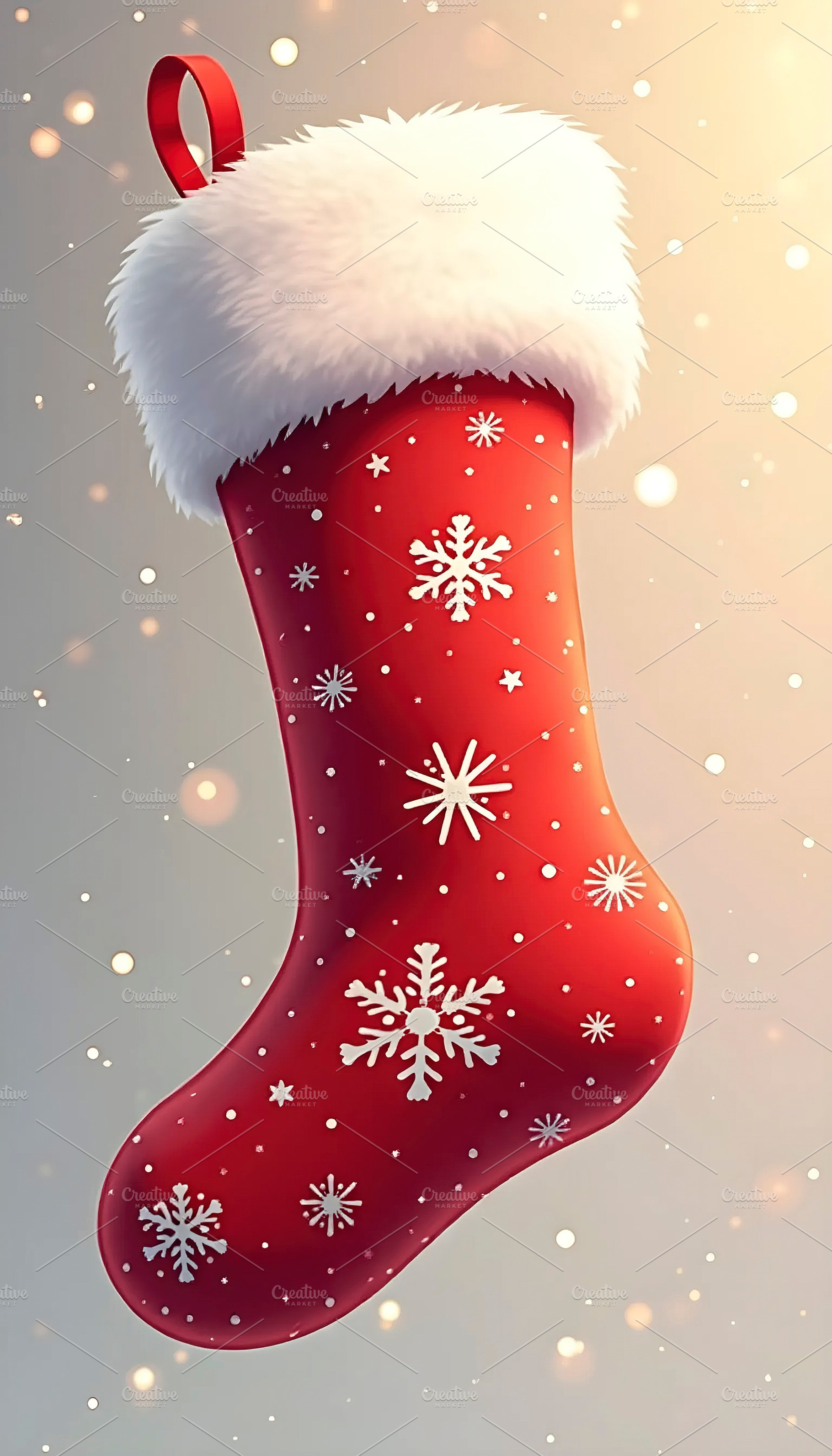 Festive Red Christmas Stocking with, a Photo by LOGOCREATIVE