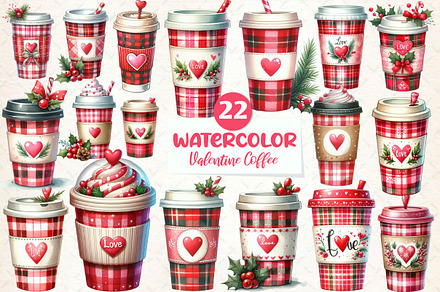 Valentine Festive Coffee Clipart, an Illustration by CreationArt