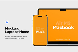 Macbook Air and iPhone Mockup Pack, a Mac Mockup by DreamVisuals