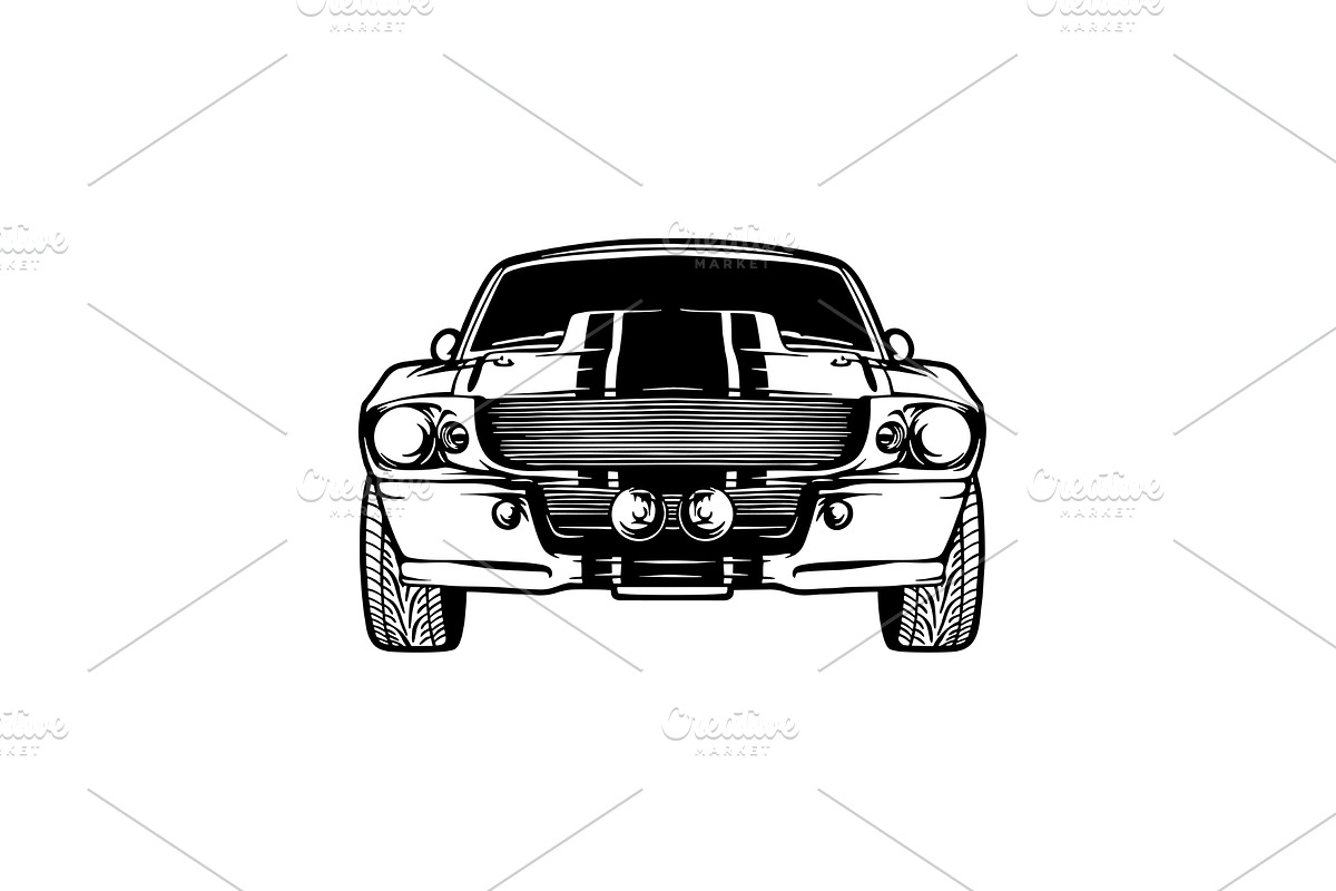 Ford Mustang Shelby GT500 Muscle car, an Illustration by Digital-Clipart