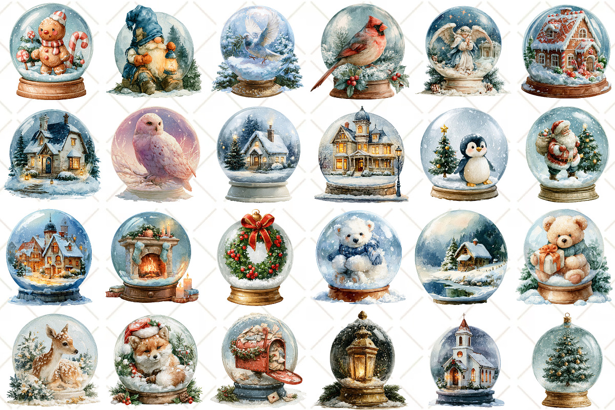 Watercolor Christmas Snow Globe, a Seasonal Illustration by Black Bird Studio (Photo 2 of 7)