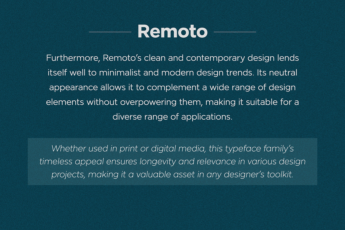 Remoto Typeface, a Sans Serif Font by JAM Type (Photo 15 of 35)