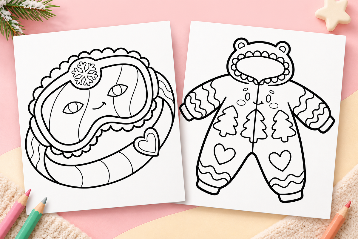 Cutie Christmas Coloring Pages #4, a Seasonal Illustration by Inkivelle Studio (Photo 2 of 3)