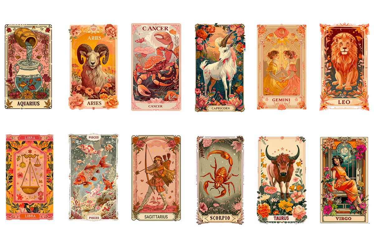 Vintage Zodiac Cards Clipart, a Decorative Illustration by stickermadness (Photo 2 of 2)