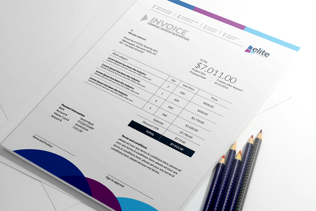 MS Word Invoice Template, a Stationery Template by ContestDesign
