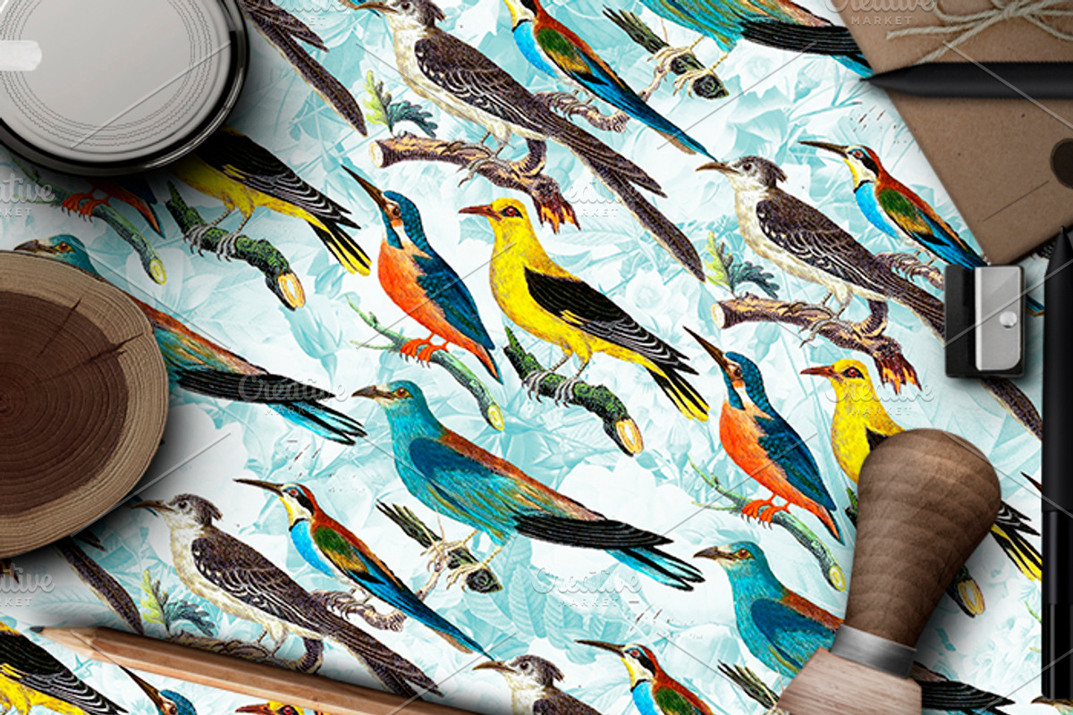 Digital paper antique birds 1, a Pattern Graphic by JAY MID IMAGE (Photo 5 of 5)