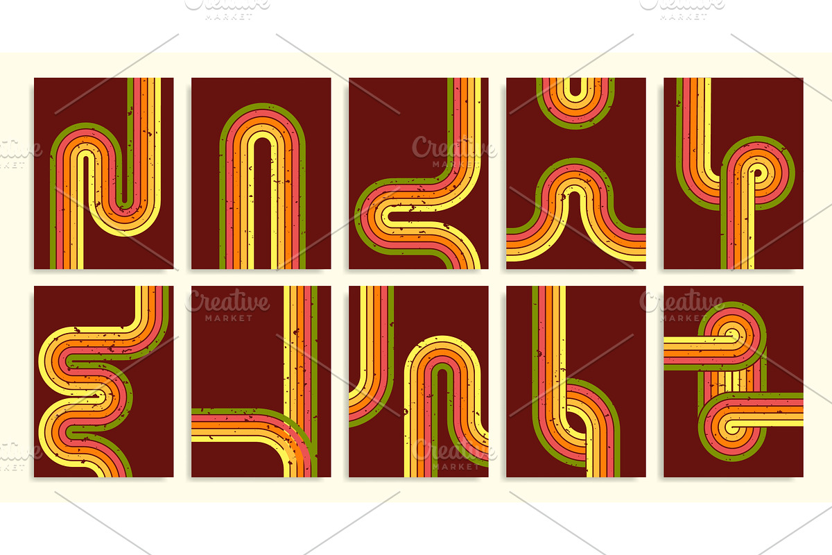 Retro rainbow lines on brown, an Illustration by art PVP - market