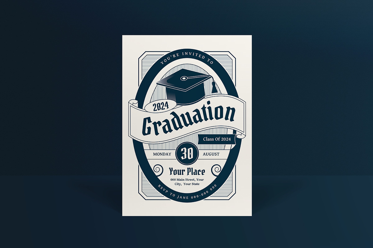 Vintage Modern Graduation Invitation, an Invitation Template by graphicook (Photo 1 of 3)