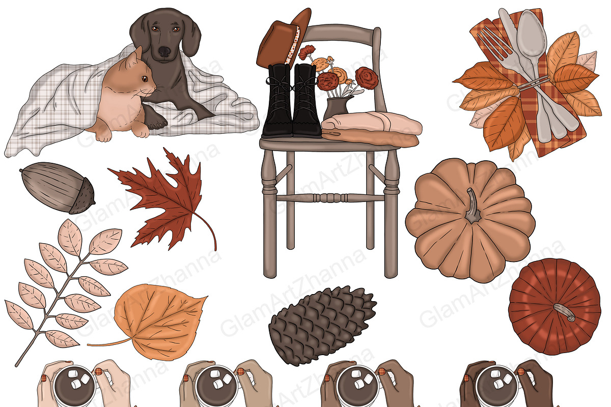 Autumn Clipart, a Seasonal Illustration by GlamArtZhanna (Photo 3 of 8)