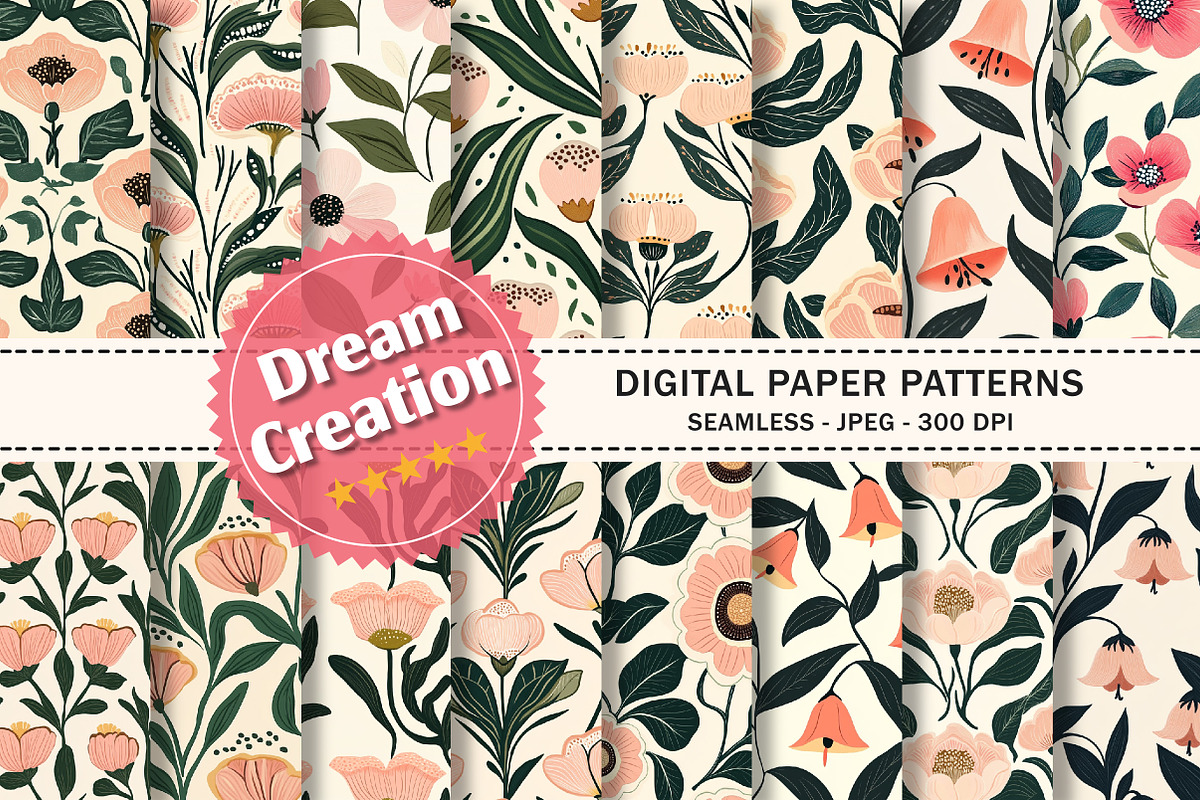 Retro Floral Seamless Pattern, a Texture Graphic by Dream Creation (Photo 1 of 6)