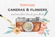 Vintage Cameras & Flowers Clipart, a Decorative Illustration by MaraquelaStudio (Thumbnail 1 of 6)