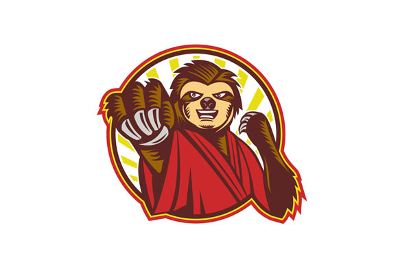 Sloth Fighter Self Defense Circle, an Illustration by patrimonio
