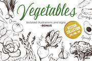 Outline Vegetables Set + Pattens, an Object Graphic by Sopelkin (Thumbnail 1 of 4)