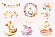 Watercolor Baby White Goose Birthday, an Illustration by CreationArt (Thumbnail 2 of 5)