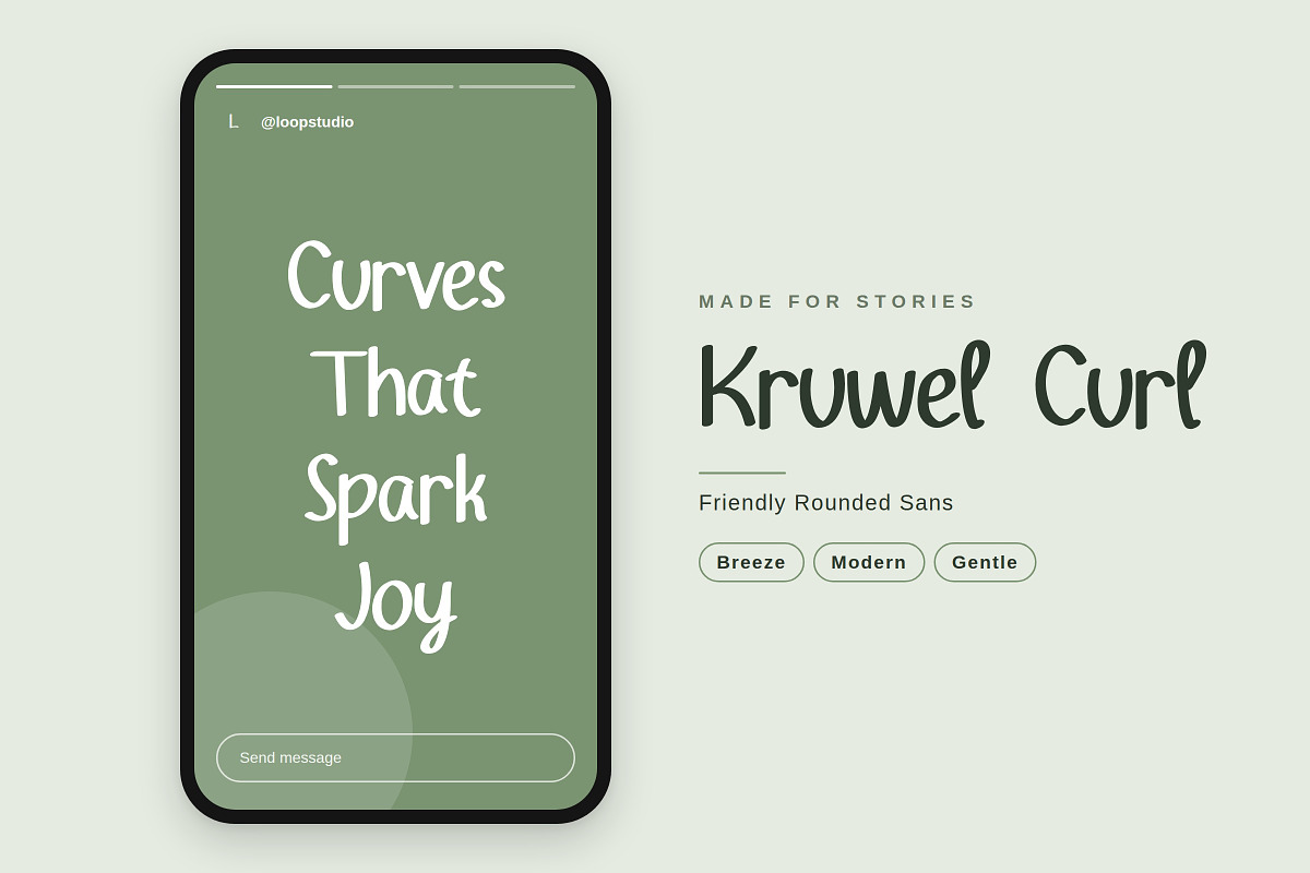 Kruwel Curl – Sans, a Sans Serif Font by Gookkis Studio (Photo 11 of 17)