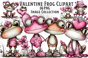 Valentine's Whimsical Frogs Clipart, an Illustration by Dream Creation