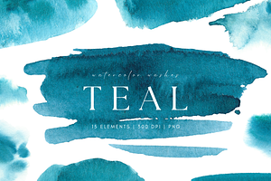 Teal Blue Watercolor Washes, a Texture Graphic by Kolorata Art
