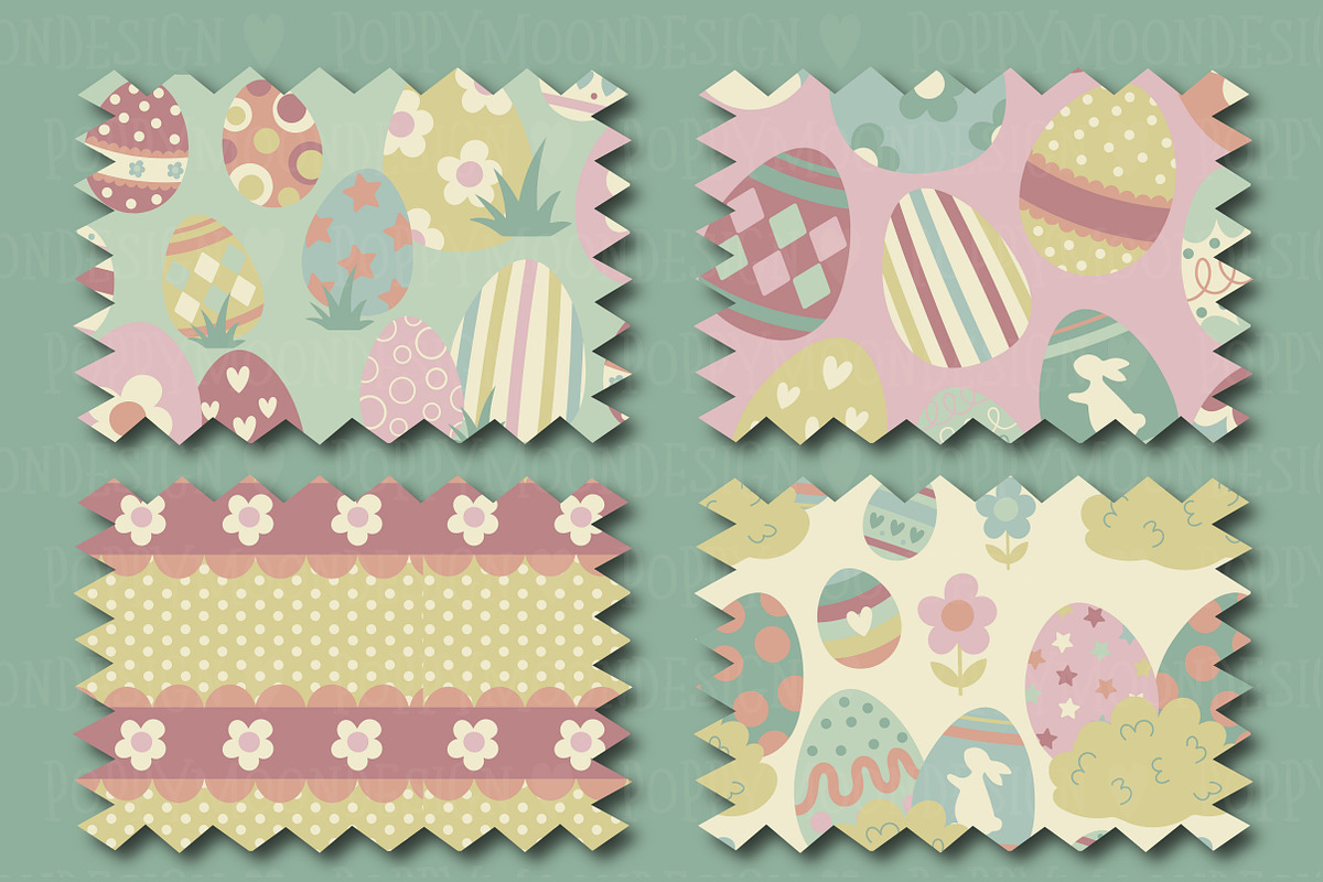 Easter eggs clipart & paper set, an Illustration by Poppymoondesign (Photo 3 of 5)