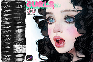 Curls brushes for Procreate app, a Brushes & More by Bluesssatan