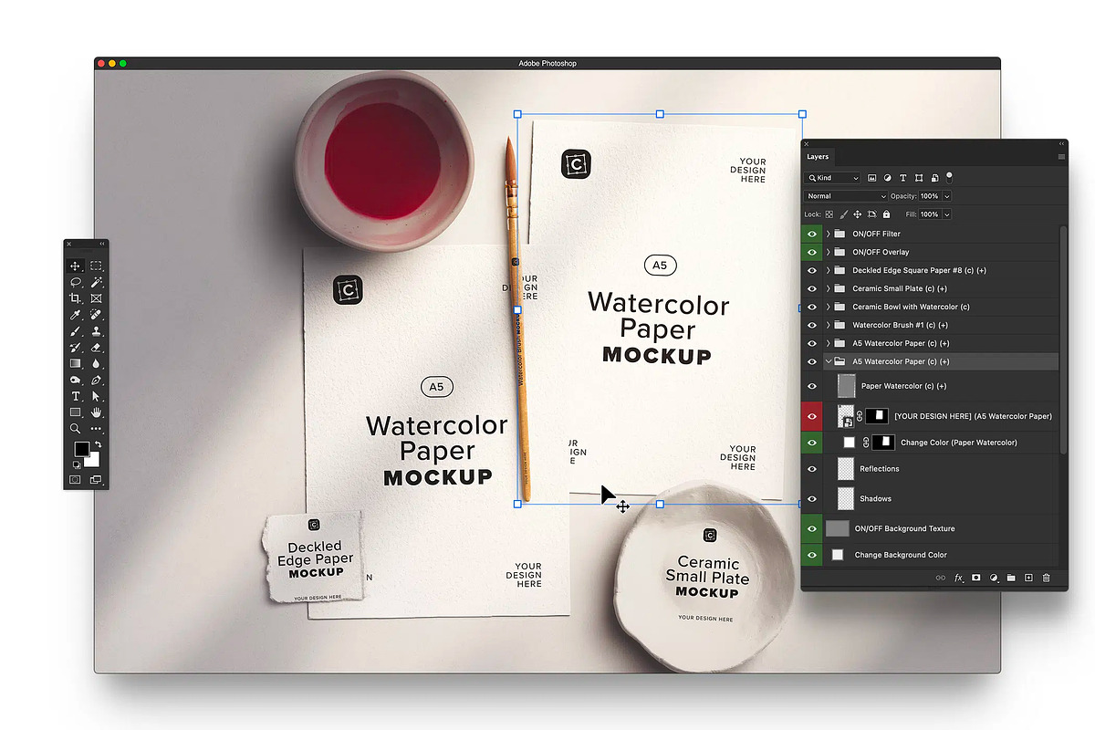 Two A5 Watercolor Paper Mockup, a Product Mockup by Custom Scene (Photo 7 of 10)