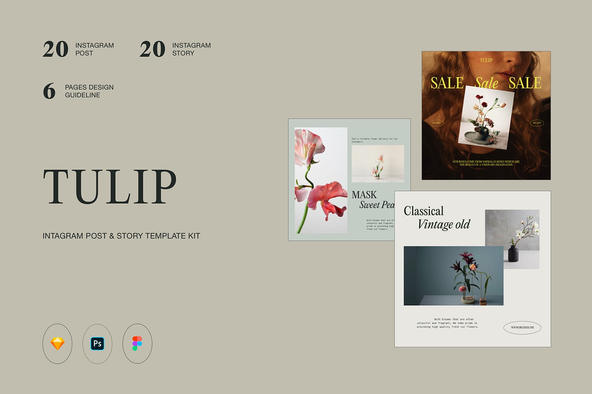 Tulip | Instagram Social Media Kit, a Social Media Template by Skolastika Phoebe (Photo 1 of 7)