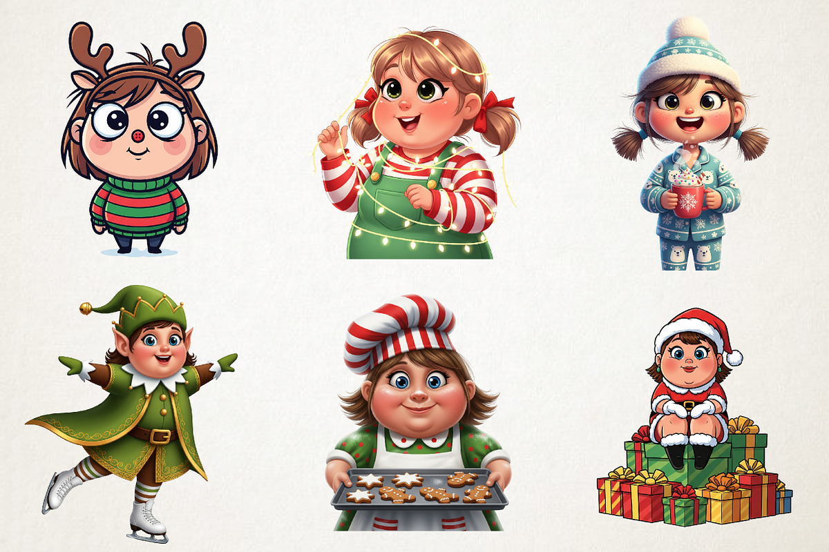 Cute Holiday Girls Funny Christmas, an Illustration by RobertsArt (Photo 4 of 7)