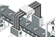 Isometric automated assembly line, a Technology Illustration by Yayasya (Thumbnail 3 of 3)