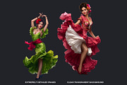 Flamenco dancer spanish woman Set, a Person Illustration by ThatsDesignArt (Thumbnail 3 of 10)