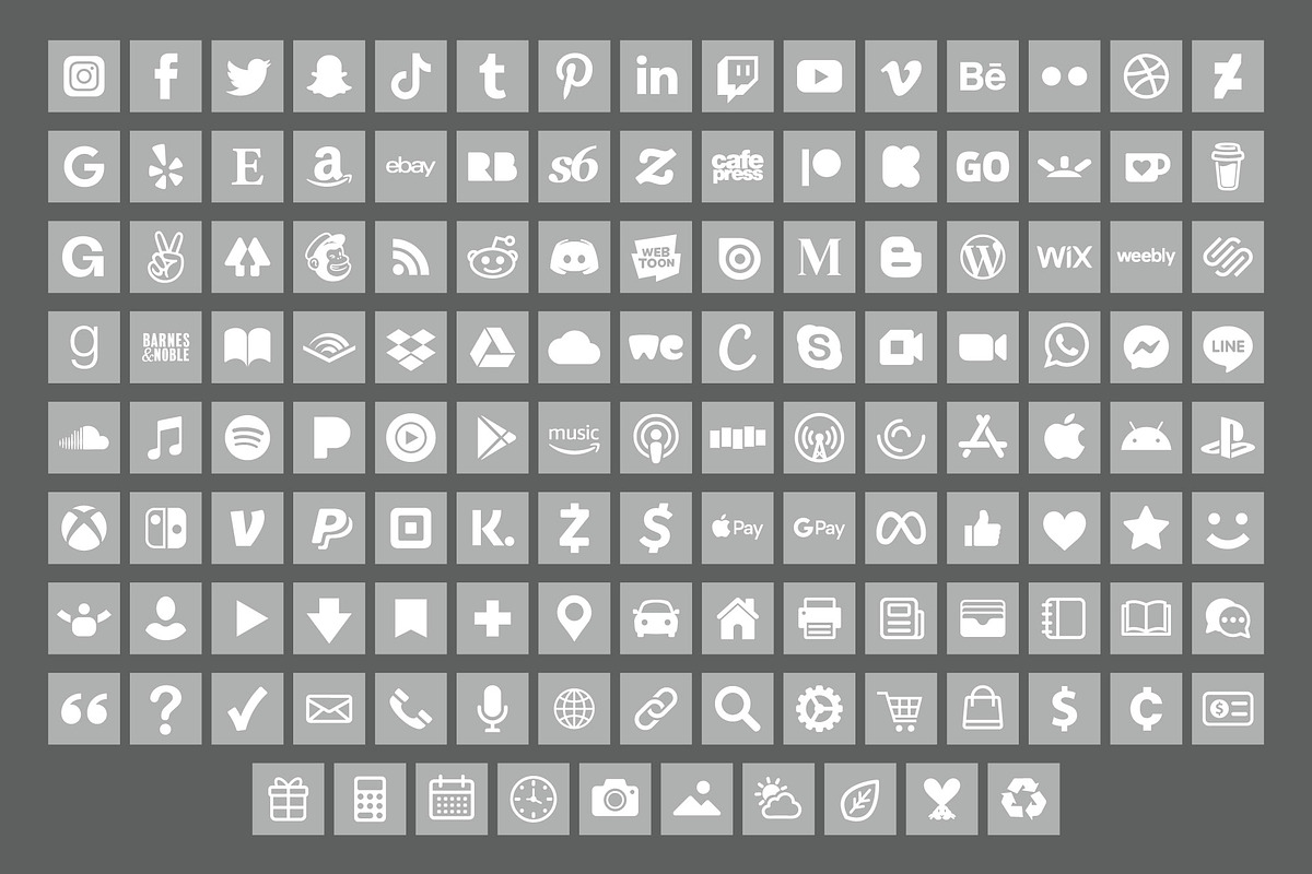 Gray Square Social Media Icons Set, an Icon by Running With Foxes