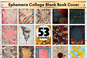 53 Ephemera Collage Blank Book Cover, a Brochure Template by LA Design