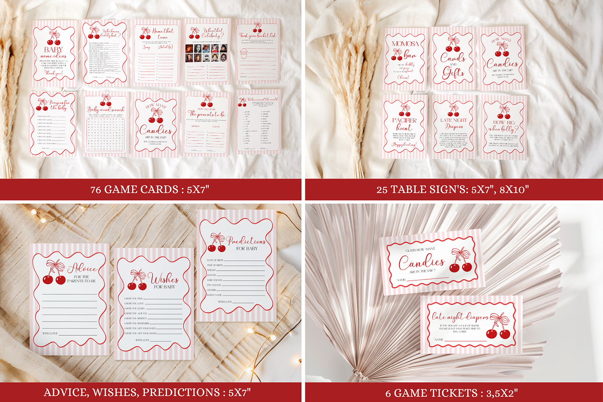 Cherry On Top Baby Shower Bundle, a Stationery Template by VeliusCreativeStudio (Photo 7 of 8)