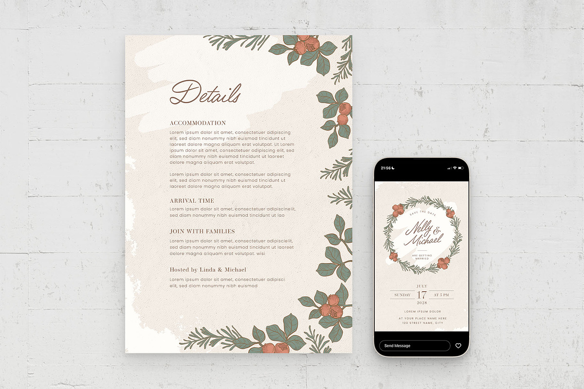 Festive Wedding Card Template, a Card Template by BrandPacks (Photo 4 of 4)