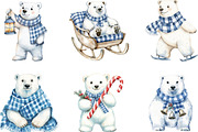 Christmas Polar Bear Blue Gingham, an Illustration by CraftArtStudio (Thumbnail 3 of 6)