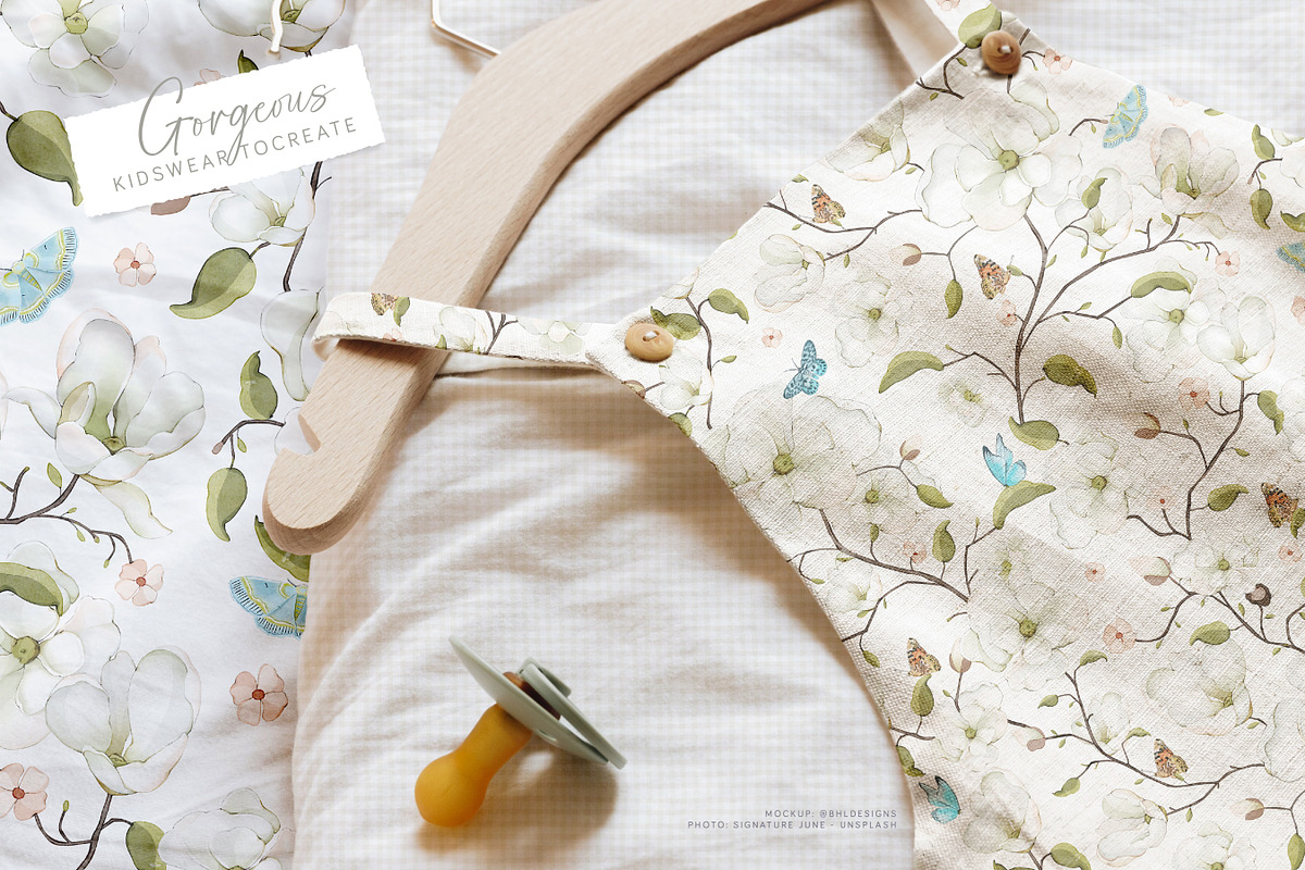 Butterfly and Magnolias Pattern, a Pattern Graphic by bhldesigns (Photo 6 of 7)