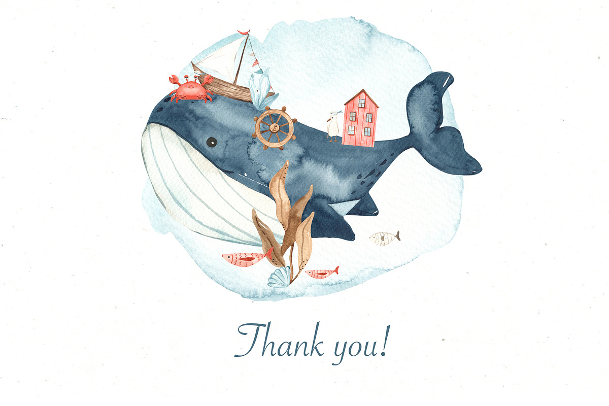 Nautical kids watercolor, a Transportation Illustration by Marina Ermakova (Photo 12 of 12)
