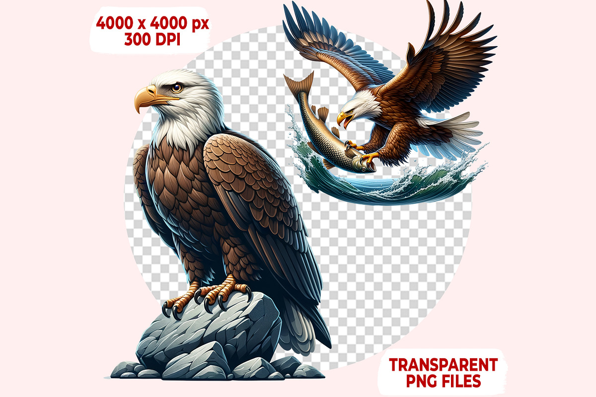 Eagle Clipart PNG Bundle, an Illustration by M9 Design (Photo 6 of 7)