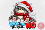 Dashing Through The NO Christmas Cat, a Seasonal Illustration by Rose Art (Thumbnail 1 of 4)