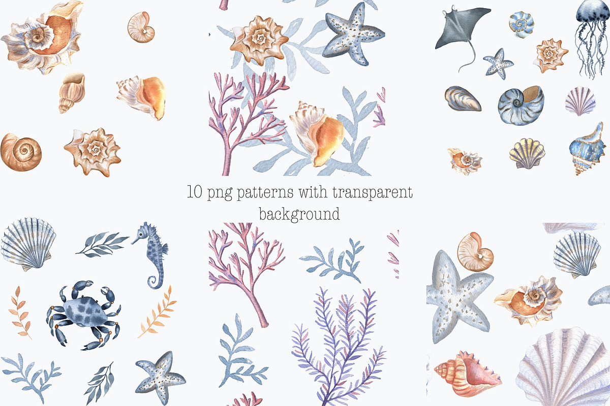 Ocean Dreams Watercolor Set, an Object Graphic by ViolettaKh (Photo 6 of 7)