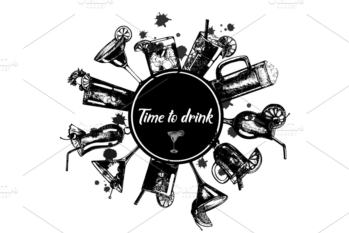 Cocktails, Drinks & Glasses, a Decorative Illustration by Ecaterina Sciuchina (Photo 4 of 9)